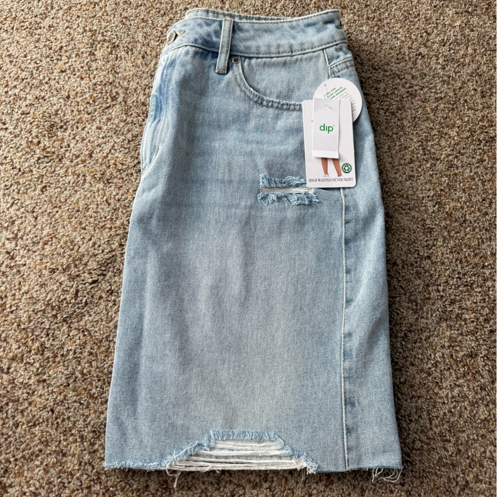 NWT Dip | Light wash Denim Midi Skirt